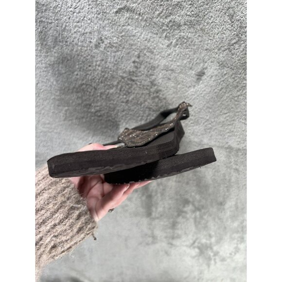 Women’s 9 Skechers Sandals Brown Gold Jeweled Meditation Sweet Rock Thong Yoga - Picture 3 of 6